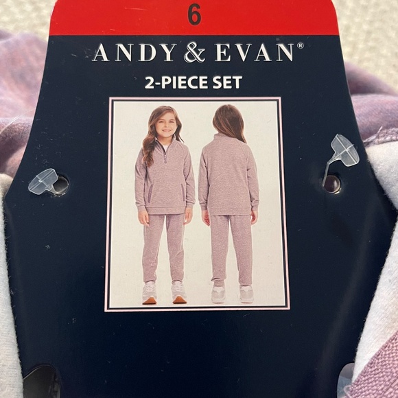 ANDY & EVAN GIRLS 2 PIECE SET JACKET WITH 1/4 ZIP & PANT SIZE 6 PURPLE - Picture 7 of 9
